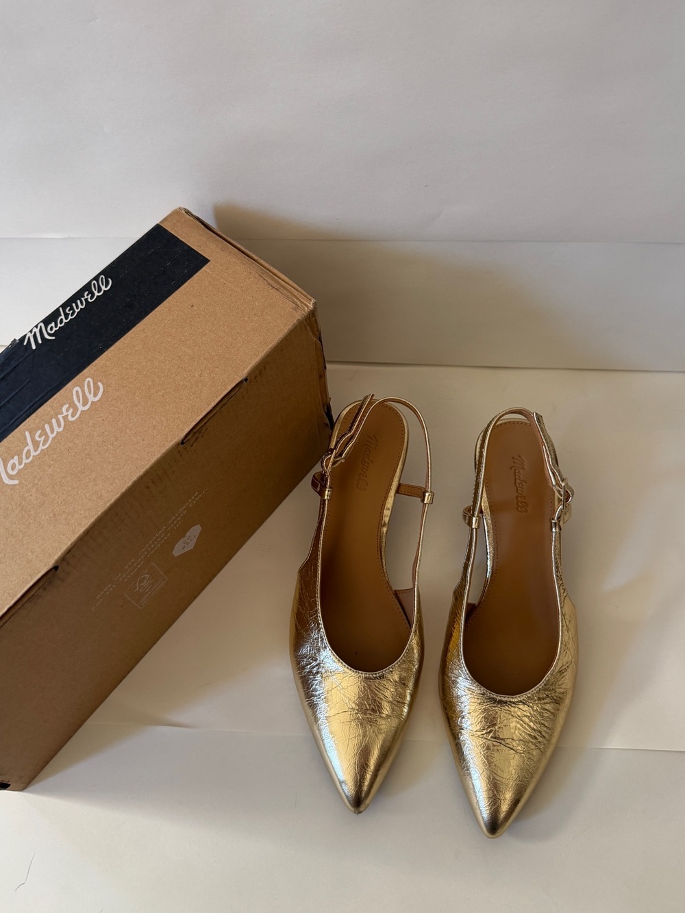 Madewell Metallic Gold Pointed Slingback Flats